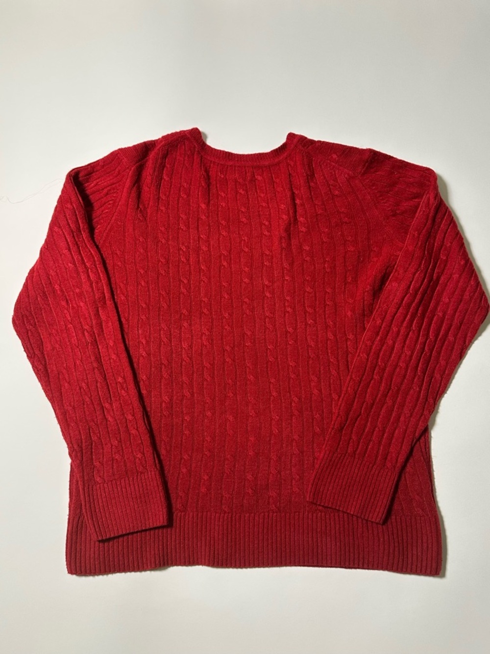 Bass Women’s Red Cable-Knit Crewneck Sweater Size X-Large